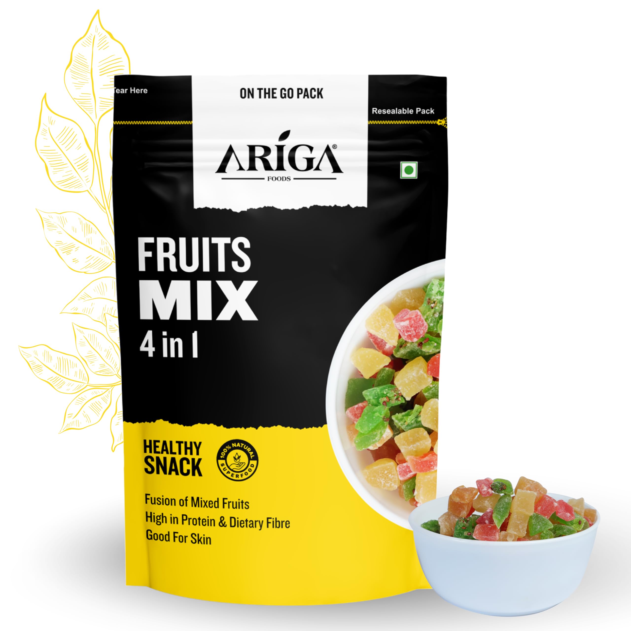 Ariga Foods Fruits Mix Value Pack(200g) |Trail Mix Nutritious with Kiwi, Papaya, Mango and Pineapple | Low in Calories, High in Nutrients | Healthy Snack 4 in 1 | Vitamins & Minerals Rich | Healthy Rich Diet Food (B0B4DX29JD) Amazon Price History, Amazon Price Tracker