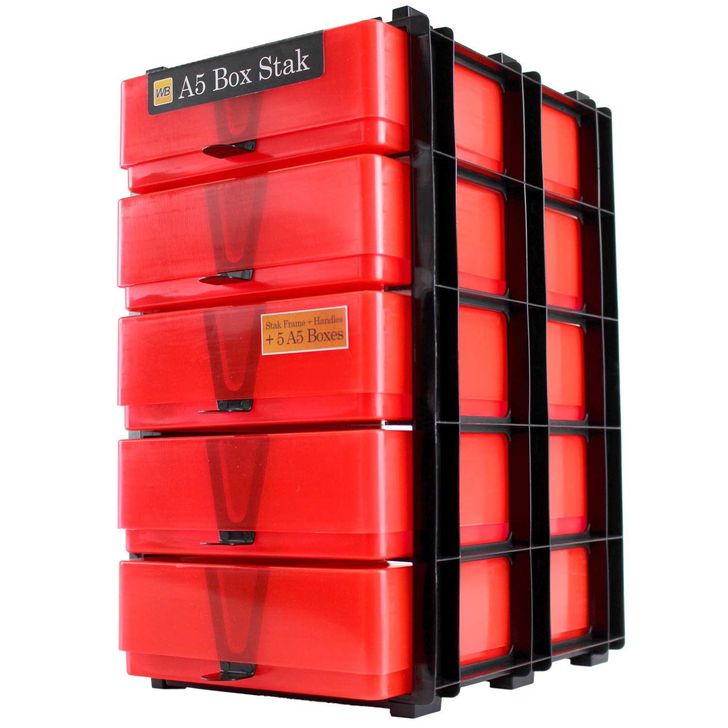 WestonBoxes A5 Box Craft Storage Unit with 5 A5 Boxes, 7 Colours Available