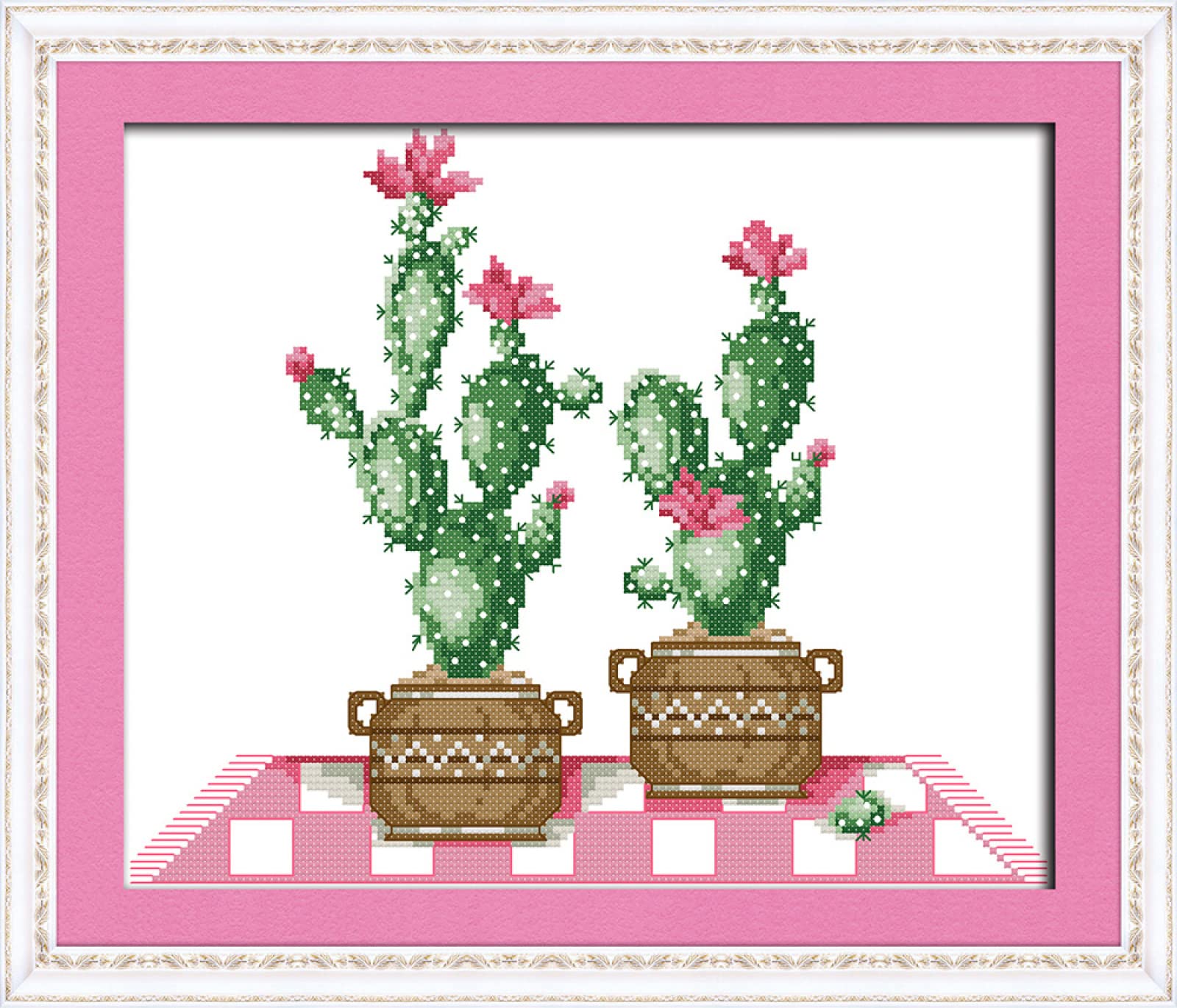 Kit Point de Croix Estampé Cactus 11CT - Broderie Multicolore 40x50cm - 8