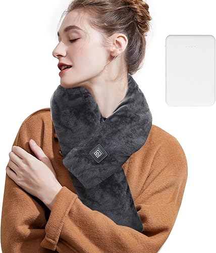 Neck Heating Pad Heated Scarf Rechargeable,Heating Pad for Neck Pain &Stiffness Relief,Heated Neck wrap Warmer with 7000mAh Power Bank,Thermal Neck