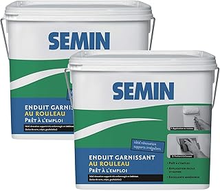 Semin - Enduit Garnissant au Rouleau - R&eacute;novation des Supports tr&egrave;s Endommag&eacute;s - Int&eacute;rieur - Seau de 10 kg (Lot de 2)