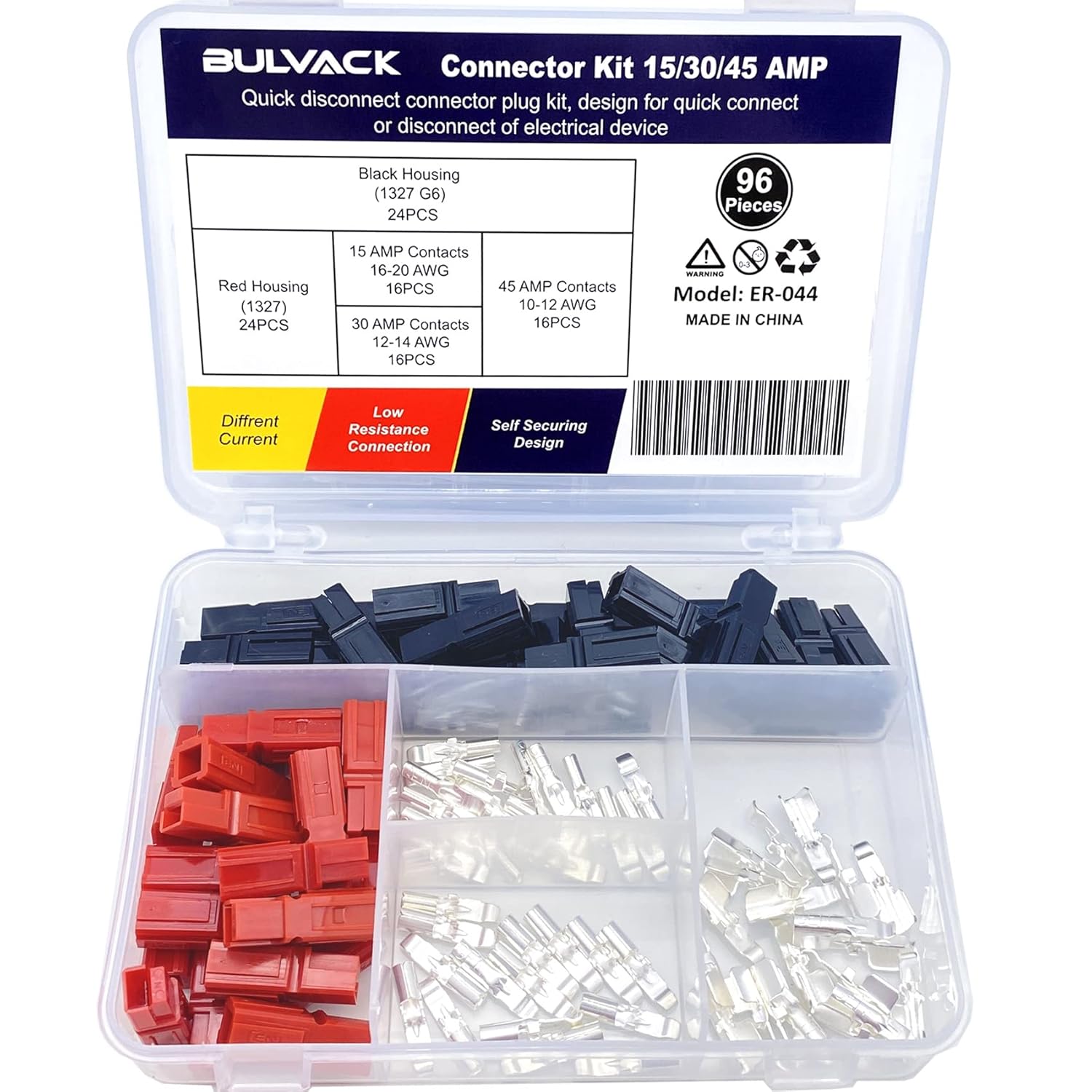 BULVACK 96 PCS 15/30/45 Amp Power Connectors Assortment Kit