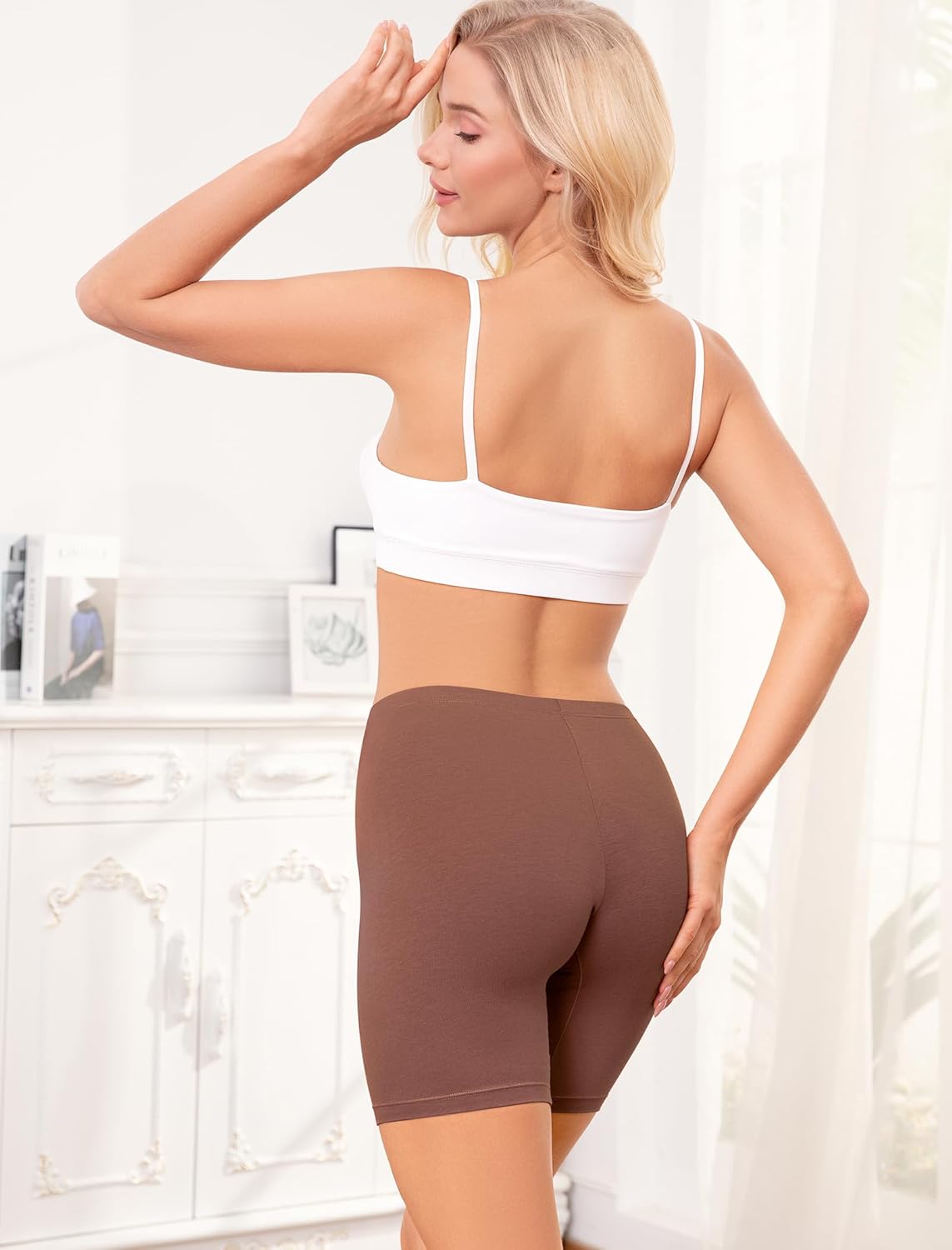 voenxe Women Cotton Boy Shorts Underwear,Lady Boxer Brief,High Waist Anti Chafe Short for Under Dress,Soft Biker Panty 4Pack - Image 2