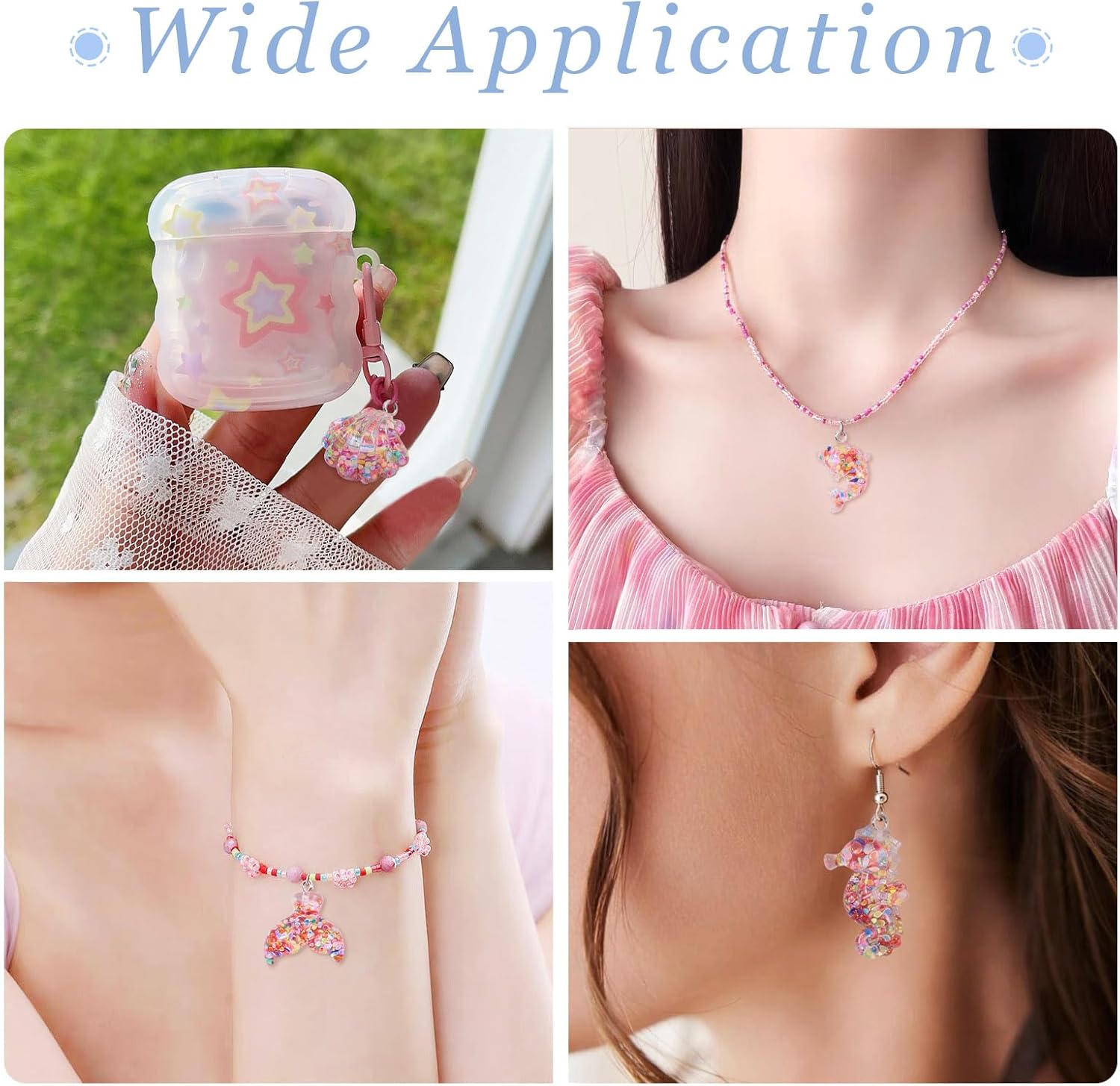 Craftdady 24Pcs Marine Life Resin Sequins Pendants Ocean Theme Sea Animal Charms Summer Colorful Dolphin Starfish Sea Horse Shell Fish Tail Dangle Charms for DIY Bracelet Necklace Earring Keychain - Image 6