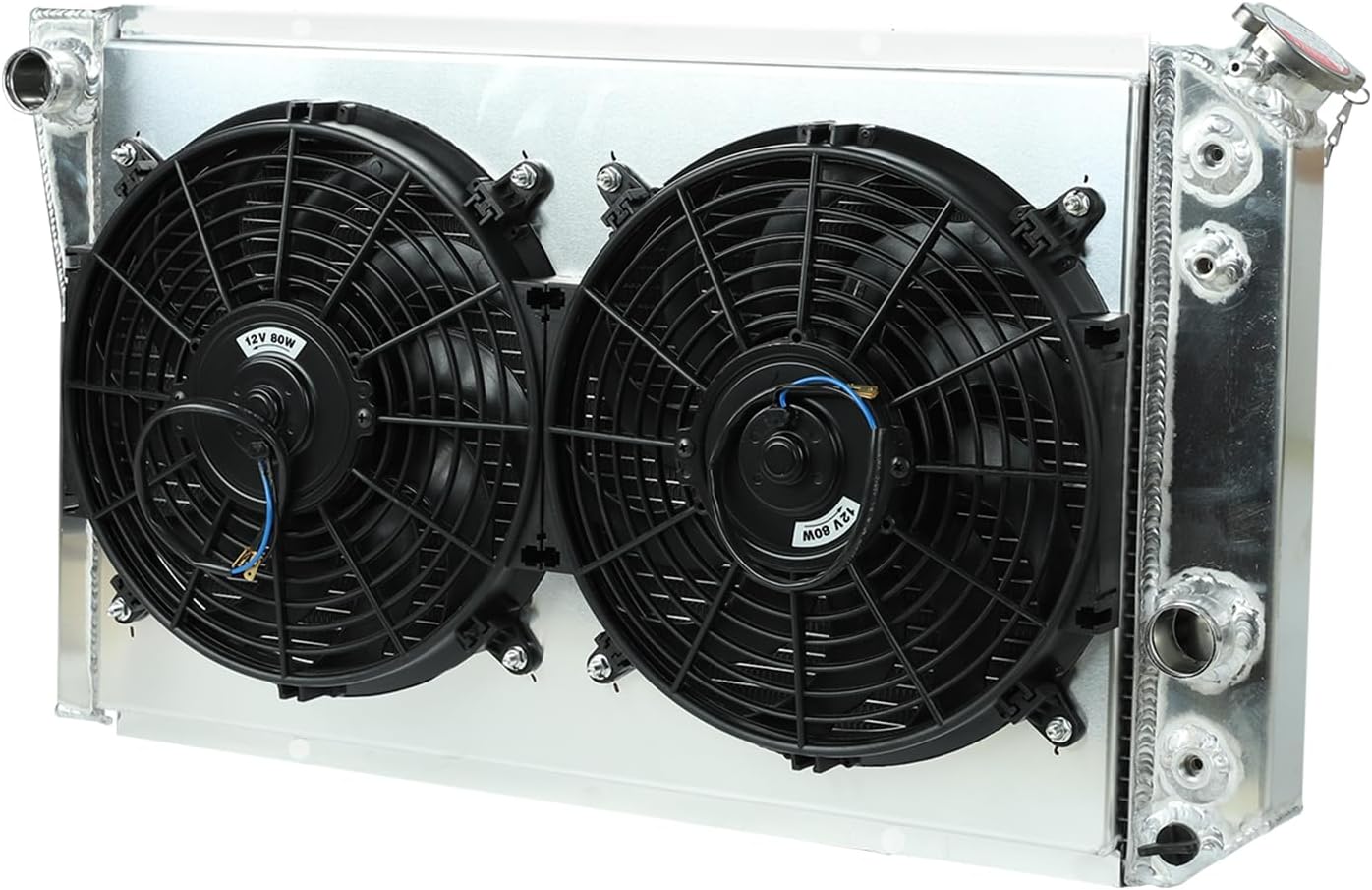 3 Row Aluminum Racing Core Radiator+Pull Fan Shroud+2x12" Slim Fan Compatible with 1982-2002 Chevy S10/S-10 Blazer V8 Conversion 1984-1990 Chevrolet Corvette