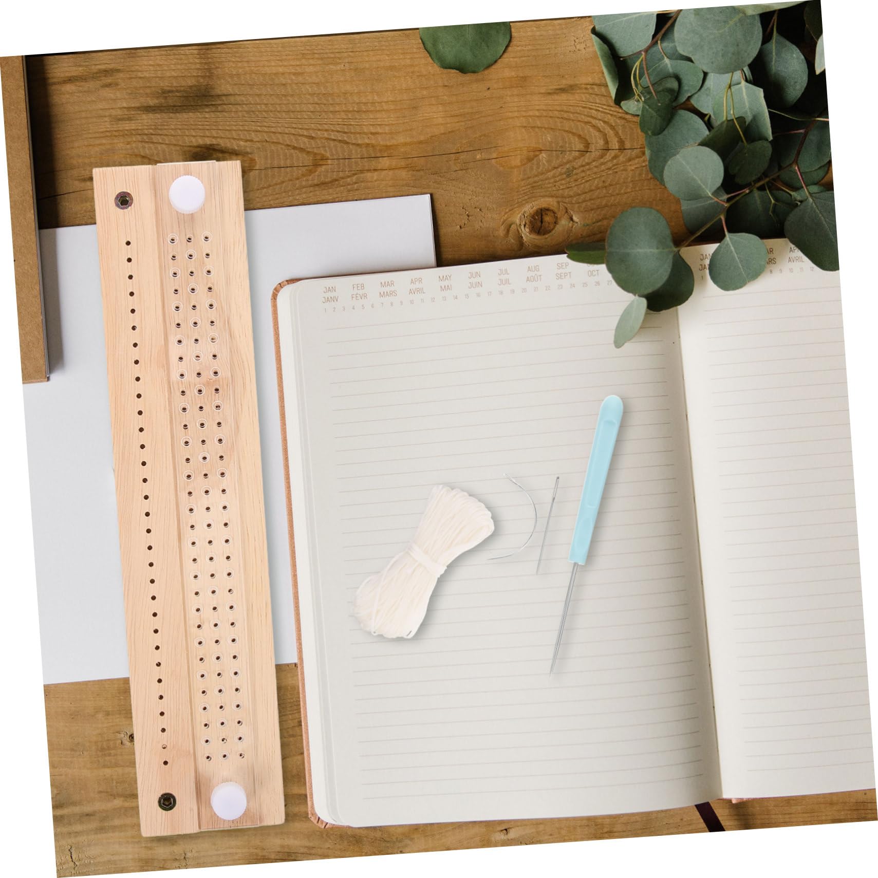 SHINEOFI Kit di Strumenti per Rilegatura Libri Fai da Te Perforatore e Cucitura, in Metallo e Legno, Resistente, per Uso Personale e Taccuini in Carta