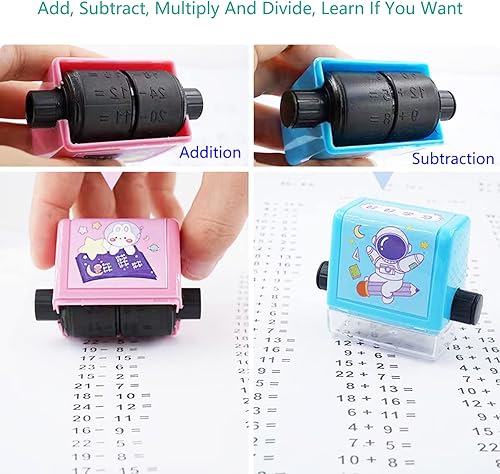 Miniatura 3 de 4 piezas de sello digital de enseñanza suma resta multiplicación y división preguntas de práctica de matemáticas para preescolar jardín de infantes