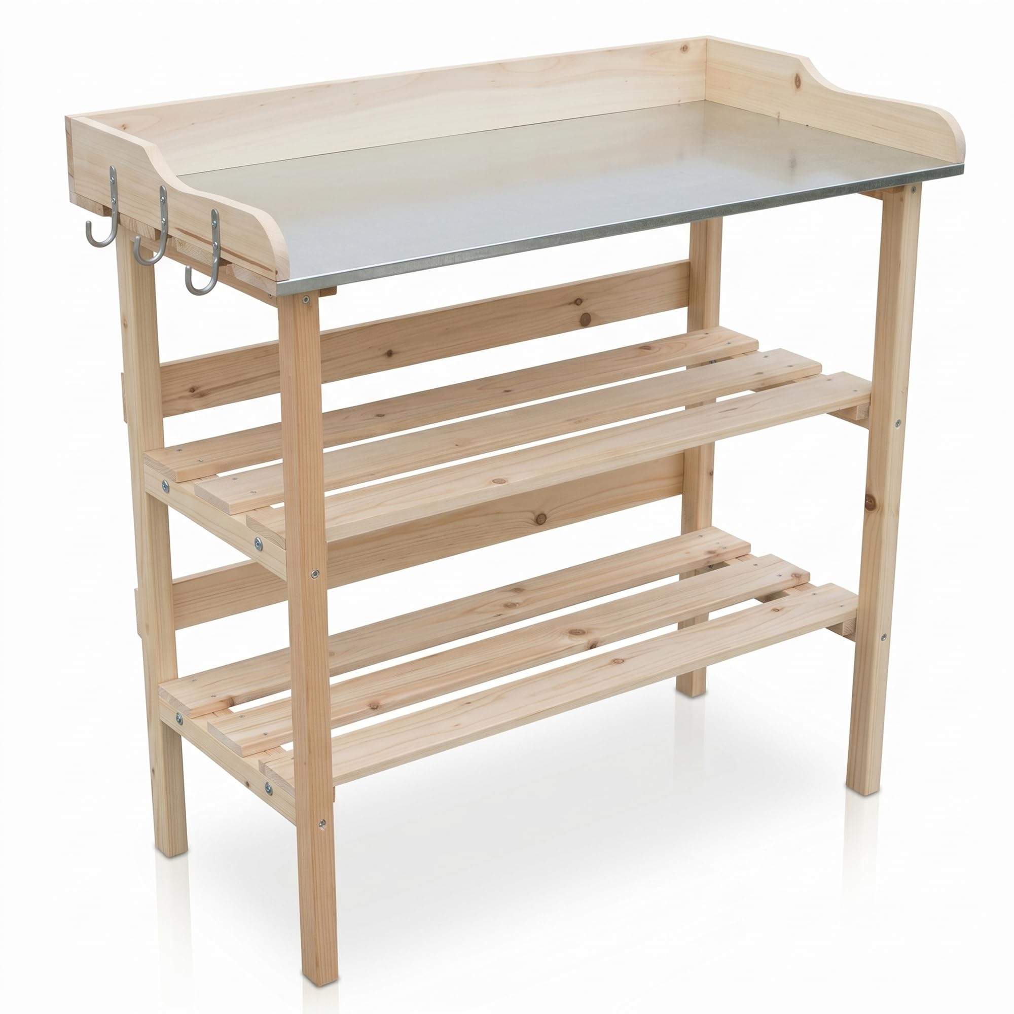 Mucola Pflanztisch Gärtnertisch mit Zinkplatte 2 Ablagen 84x78x38 cm Holz