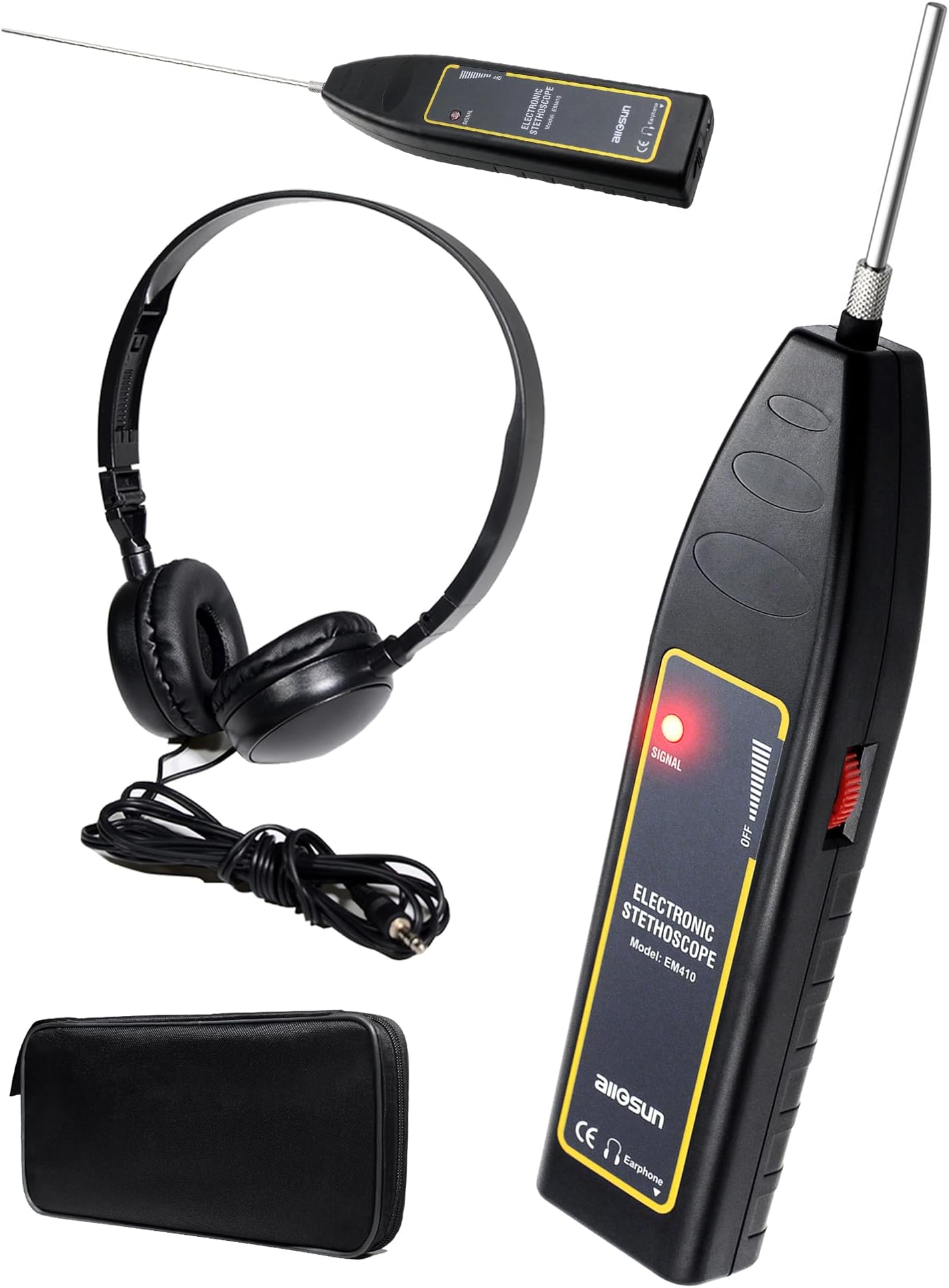 ALLOSUN Automotive Electronic Mechanics Stethoscope Electronic EAR Diagnostic Device Kit EM410 with Short and Long probe