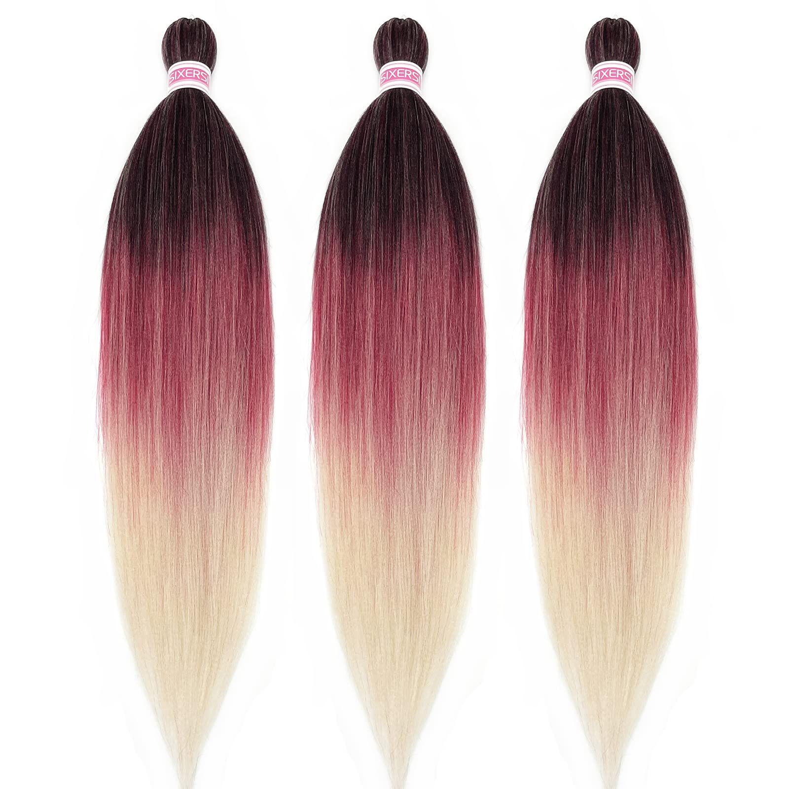 3 packs of Black & burgundy ombré braiding hair 3 tone ombre braiding hair - black/burgundy/red – produlgence main image 2