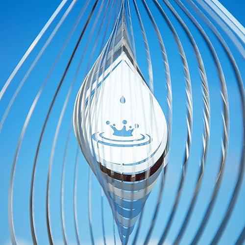 Miniatura 2 de Wind Spinners, 2 Pack 10in Square Stainless Steel Silver Wind Spinner, 2 Pack Heart-Shaped Pendant and 3 Pack Rotating S Hooks with 12.5 inch