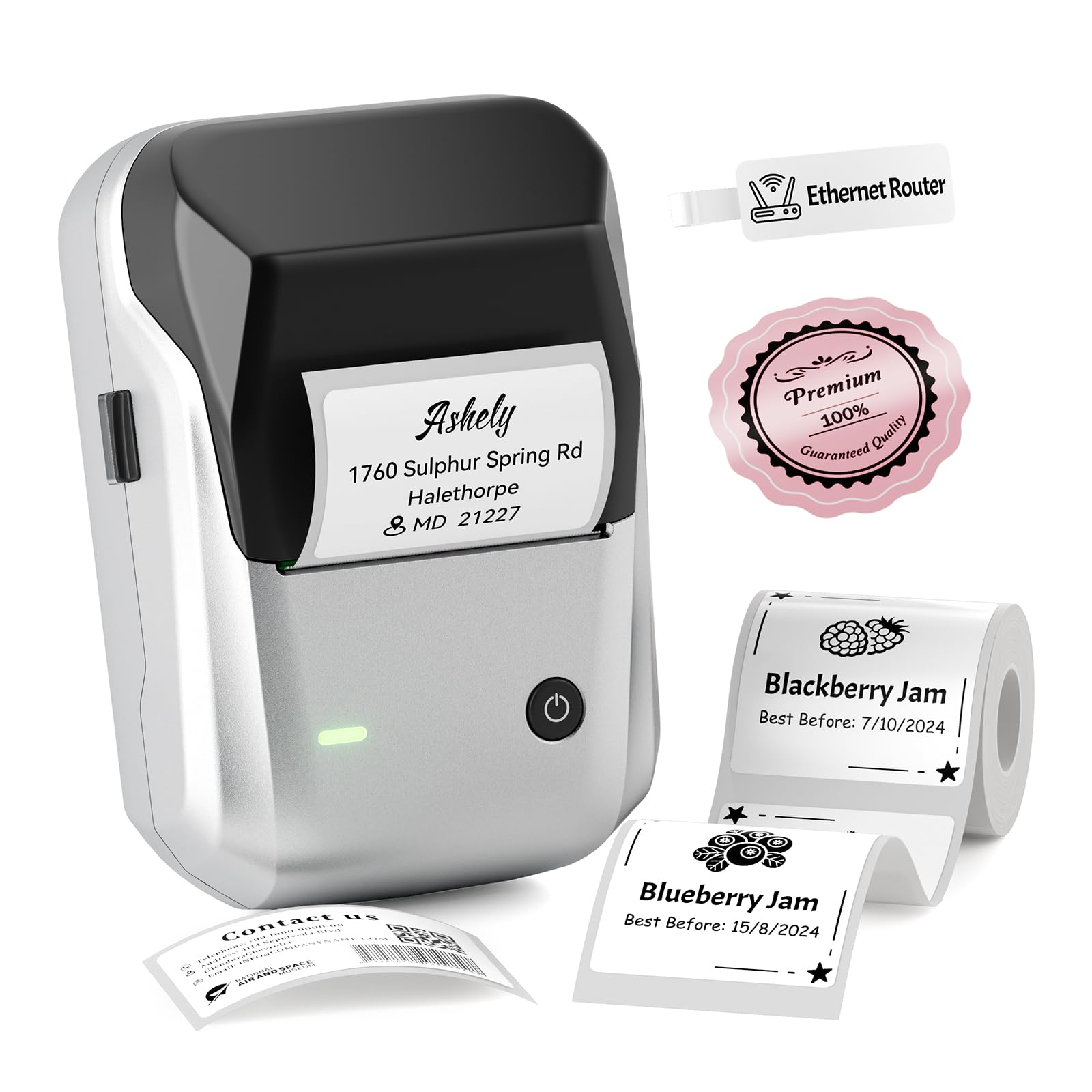 Sponsored Ad – B1 Bluetooth Label Maker Machine, Portable Label Printer, Large Waterproof Label, Versatile APP, 2-inch Thermal Label Printer for Clothing,Spice, Address, Barcode,Logo (Sliver)