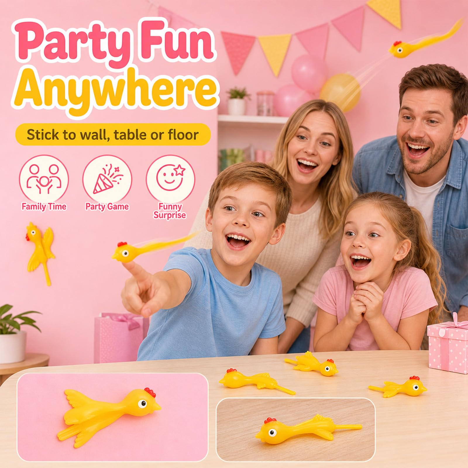 JOVYTH 20 Pièces Fronde de Poulet Volant Jouet de Doigt Élastique en Caoutchouc Objet de Décompression Drôle pour Sommerparty Anniversaire Cadeau de Fête pour Enfants Adultes Récompense Scolaire