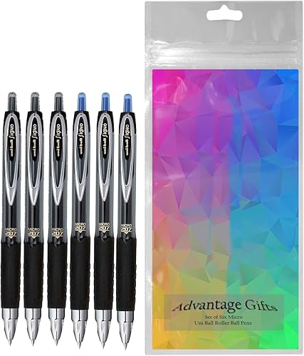 Miniatura 9 de Uni-ball Signo 207 Bolígrafo de gel retráctil, micro punta (0.020in), tinta azul y roja, 6 unidades, paquete con bolsa de plástico reutilizable