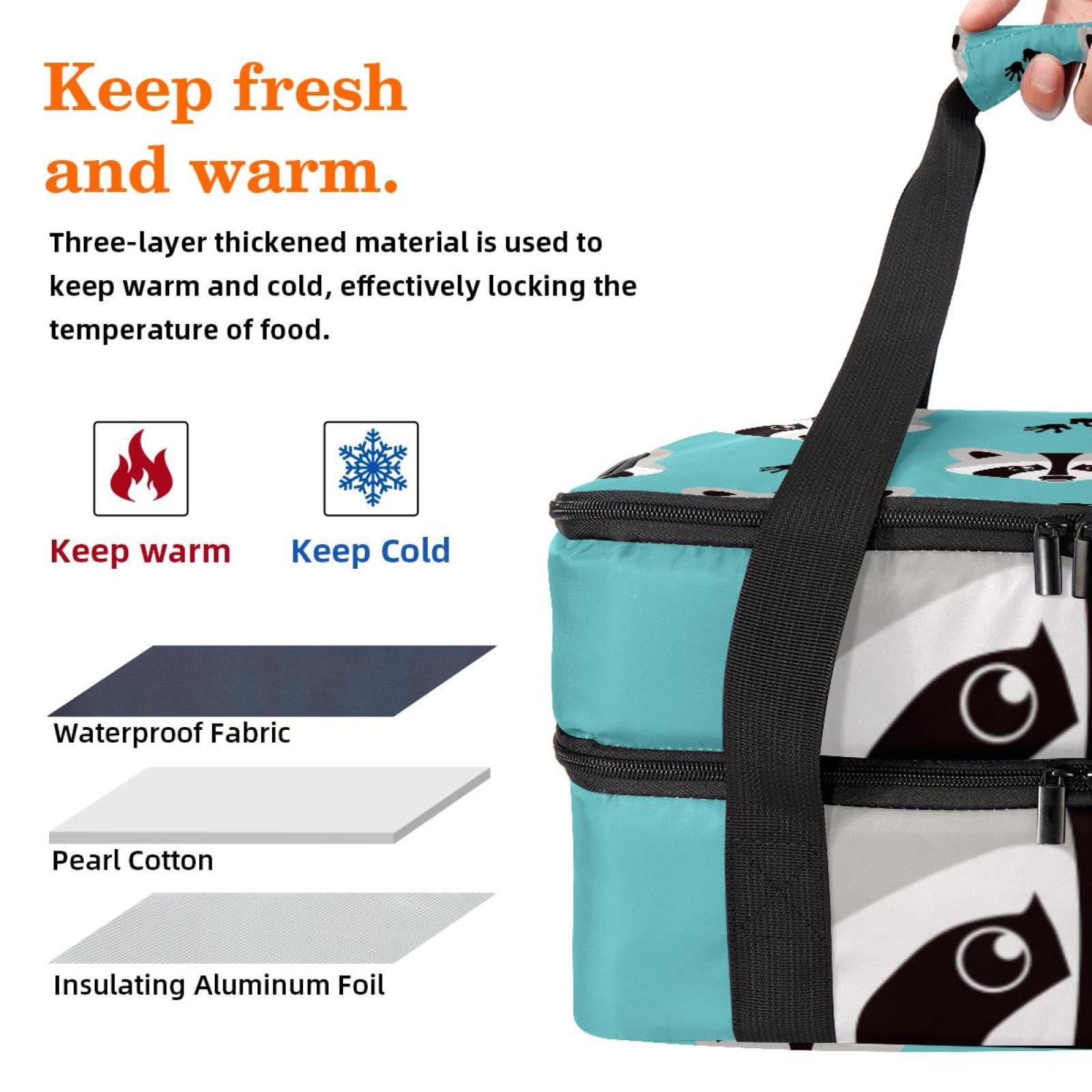 Grand sac à déjeuner isotherme pour homme et femme, double couche, étanche, étanche, réutilisable, sac fourre-tout pour le travail, l'école, le pique-nique, la plage, le camping, les voyages, motif de