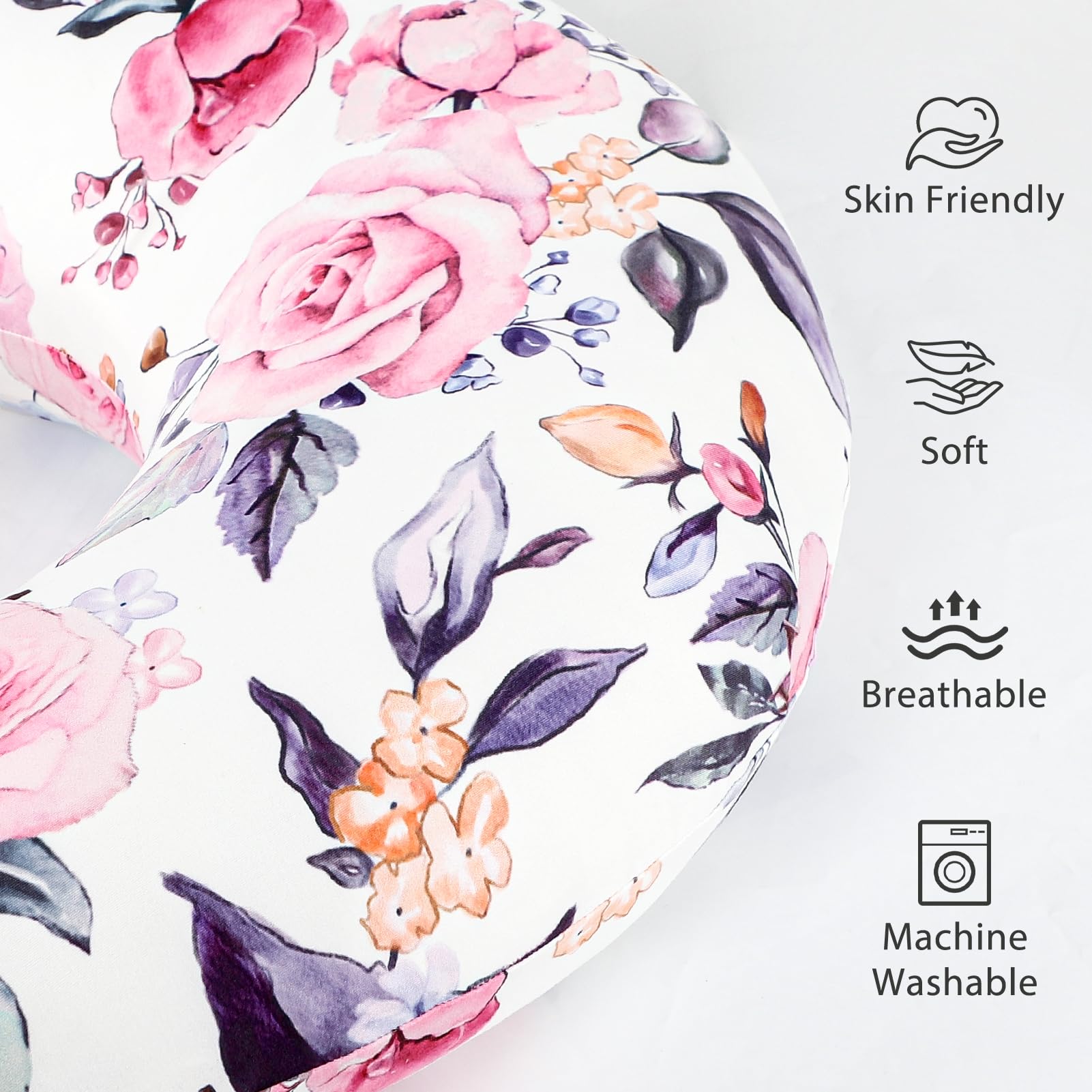 Funda de almohada de lactancia materna para mamás, suave y transpirable, tela de punto orgánico para recién nacidos, fundas de almohada para bebés y niñas, elegantes flores