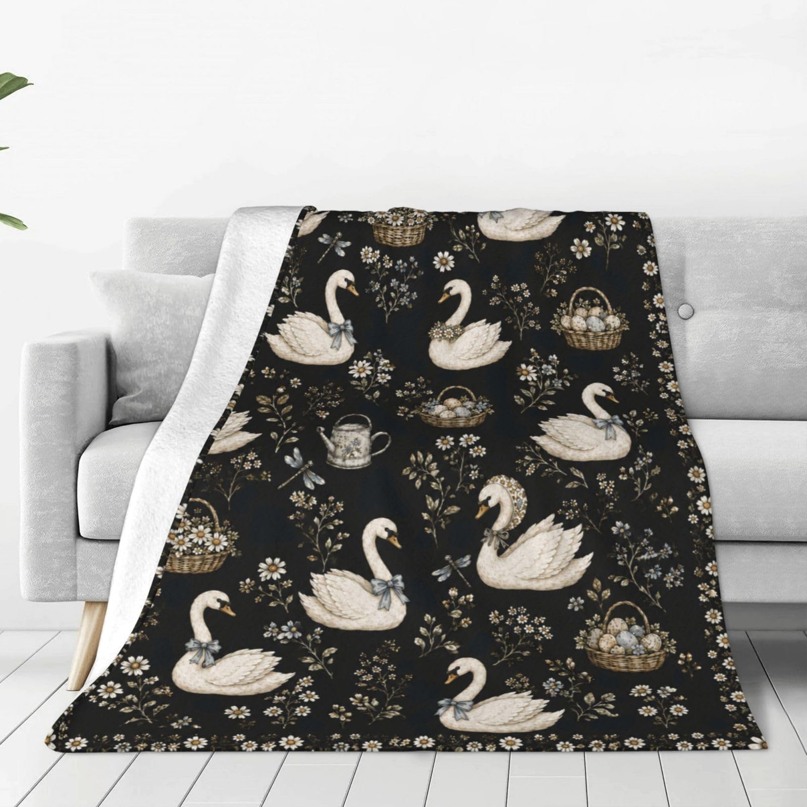 banonaty Goose Throw Blanket Floral Gifts Stuff for Men Women 50"X40"