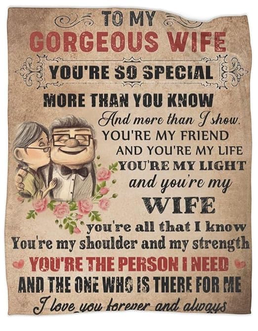 to My Wife Blanket from Husband Ultra Soft Flannel Throw Blankets for Couch Bedroom Sofa Warm Blanket Positive Encourage and Love Birthday Valentine's Day 50x60 Inch