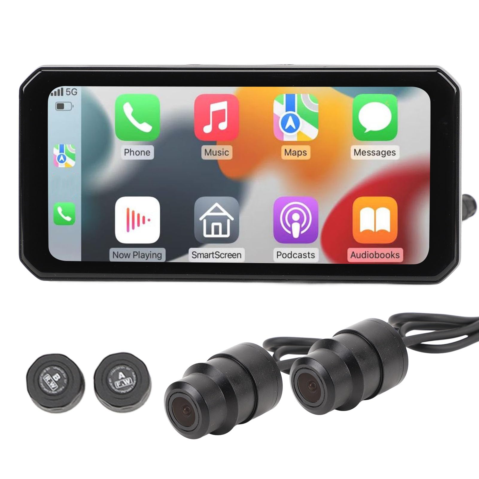 Cámara de Salpicadero para Motocicleta, Grabadora de Cámara Dual 1440P, Resistente Al Agua IP67 con Monitoreo de Presión de Neumáticos, Pantalla de 6,25 Pulgadas