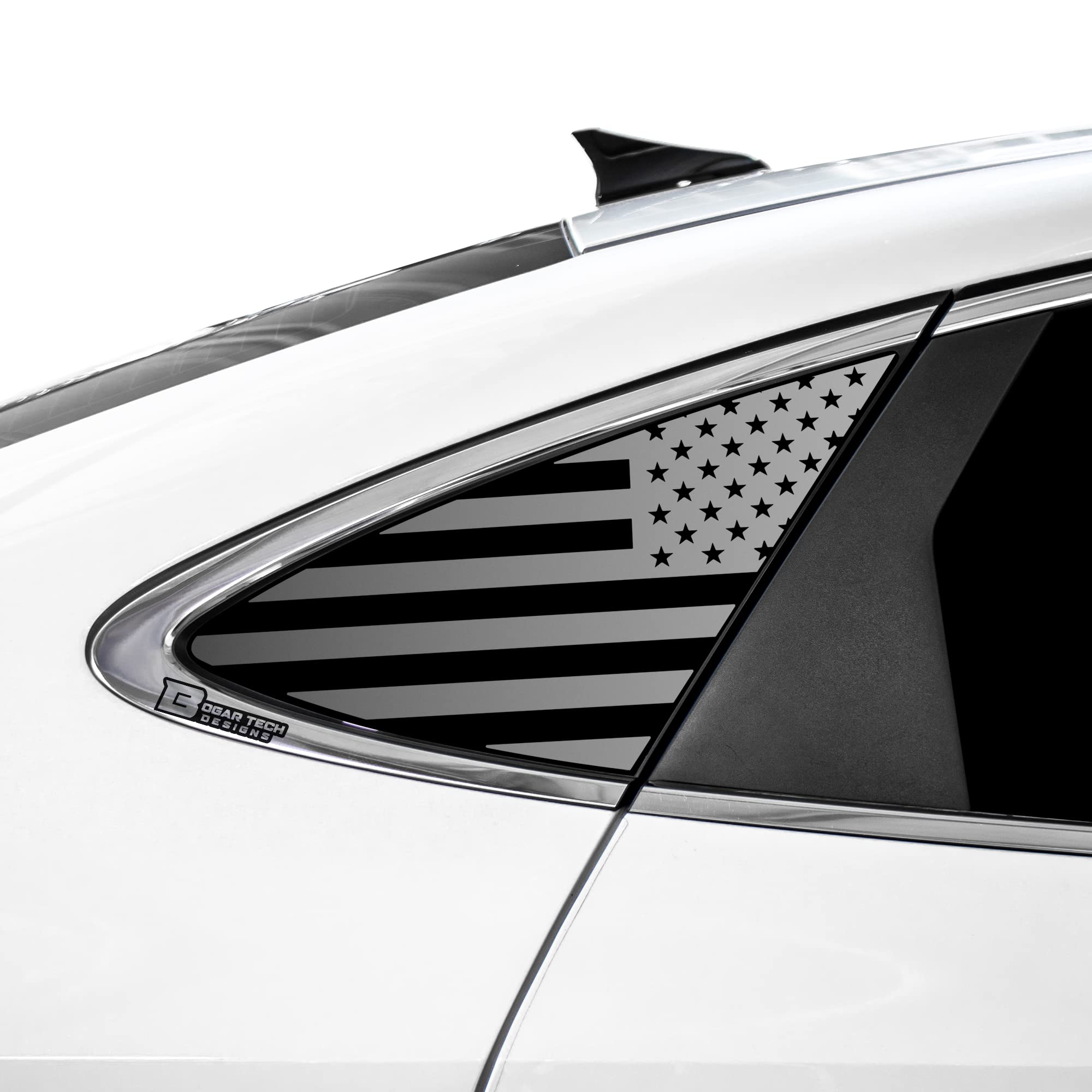 BOGAR TECH DESIGNS Precut for Hyundai Sonata 2020-2026 Quarter Window American Flag Vinyl Decal Sticker, Matte Black