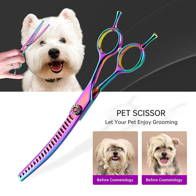 Foto 6 de 6 de Xweptuy Tijeras de Adelgazamiento curvadas para peluquería Canina