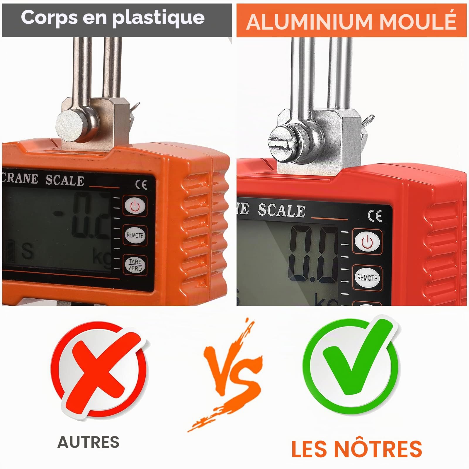 Balances Suspendues Poids Numérique 2200lbs/1000kg Balance De Grue Industrielle Balances Suspendues Robustes Pour Fermes Balance électronique Portable 1T