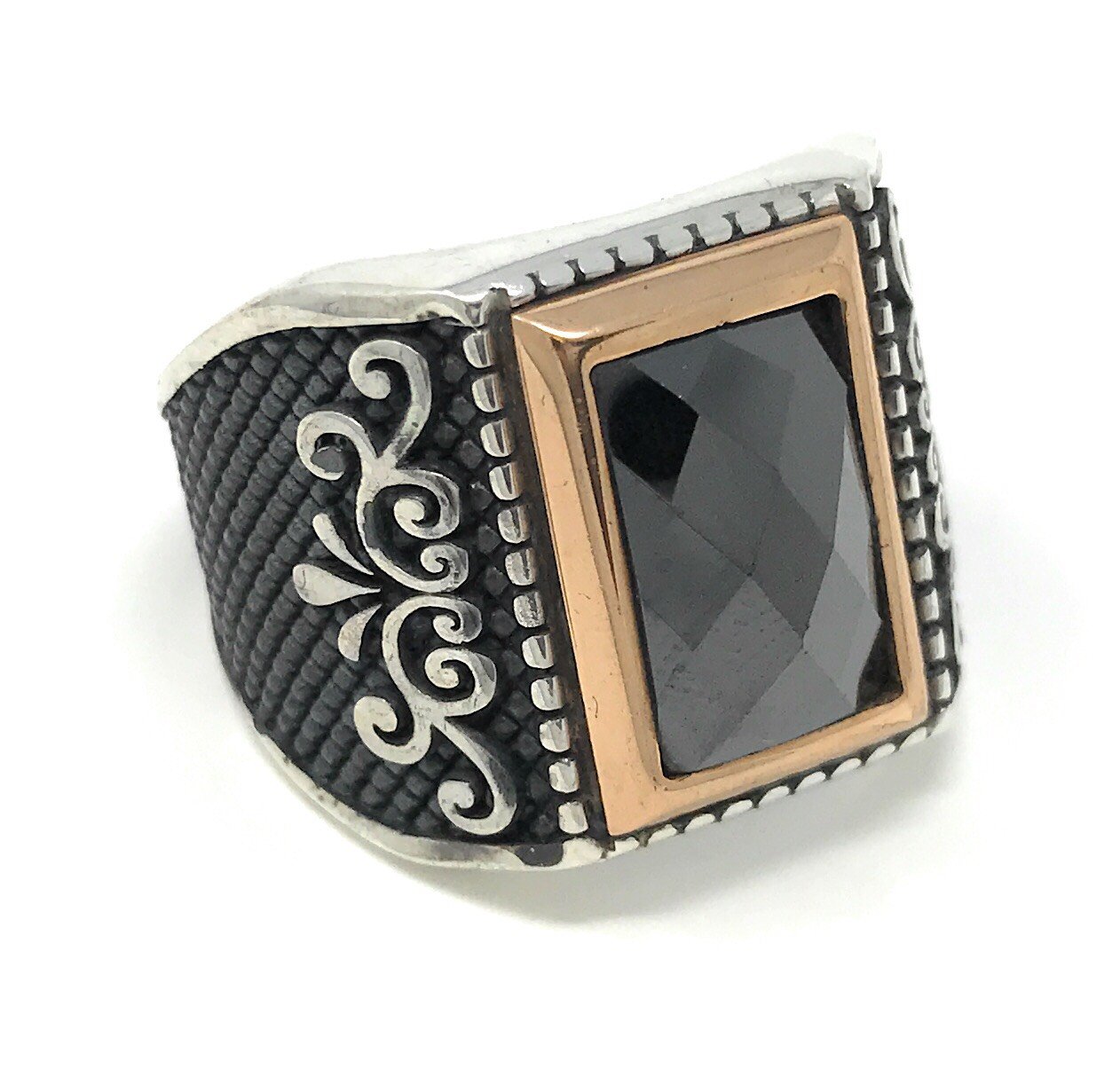 KAR 925K Stamped Sterling Silver Onyx Men's Ring K4U