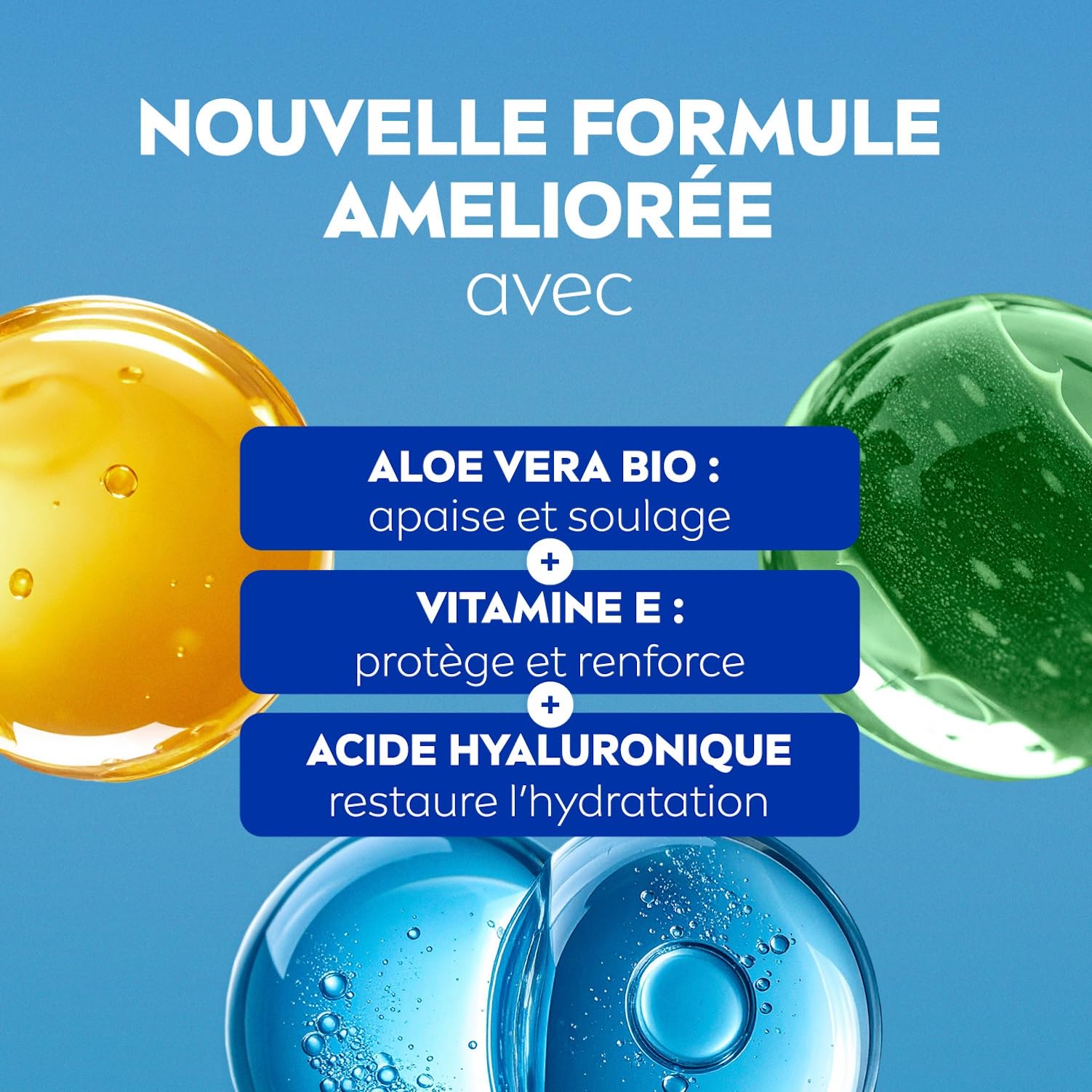 NIVEA SUN Gel-Sérum Après Soleil Visage & Corps 100 ml Aloe Vera Bio Acide Hyaluronique