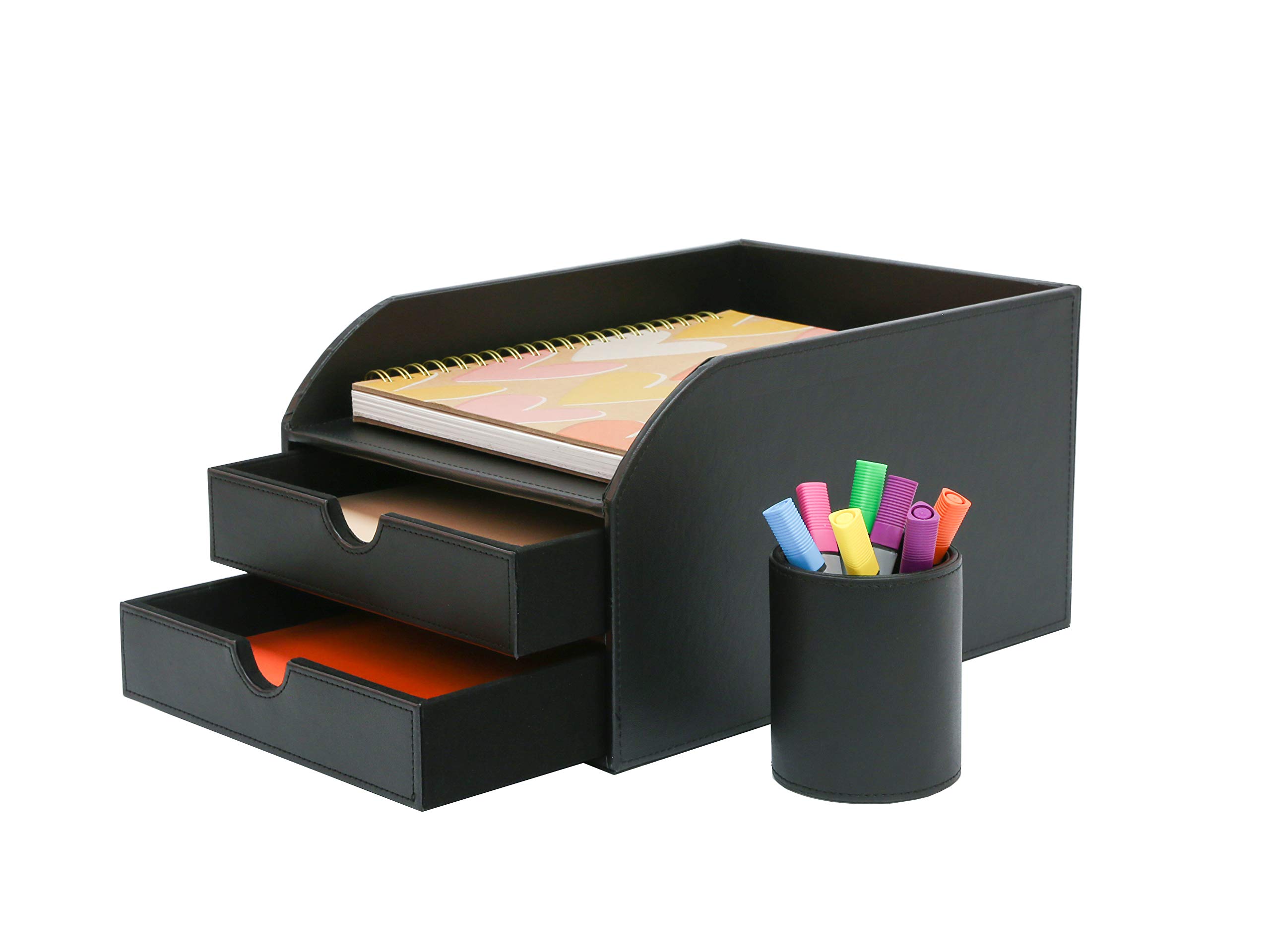 OSCO Faux Leather 2 Tier Sorter with Letter Tray
