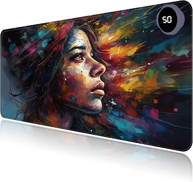 Heated Mouse Pad with 3 Levels Heated & 3 Hours Auto Shut-Off Mouse Pad for Warming Hands in Office Home, 23.6" x 14.2"Large Safe Desk Mat Hand Warmer,Blue Girl