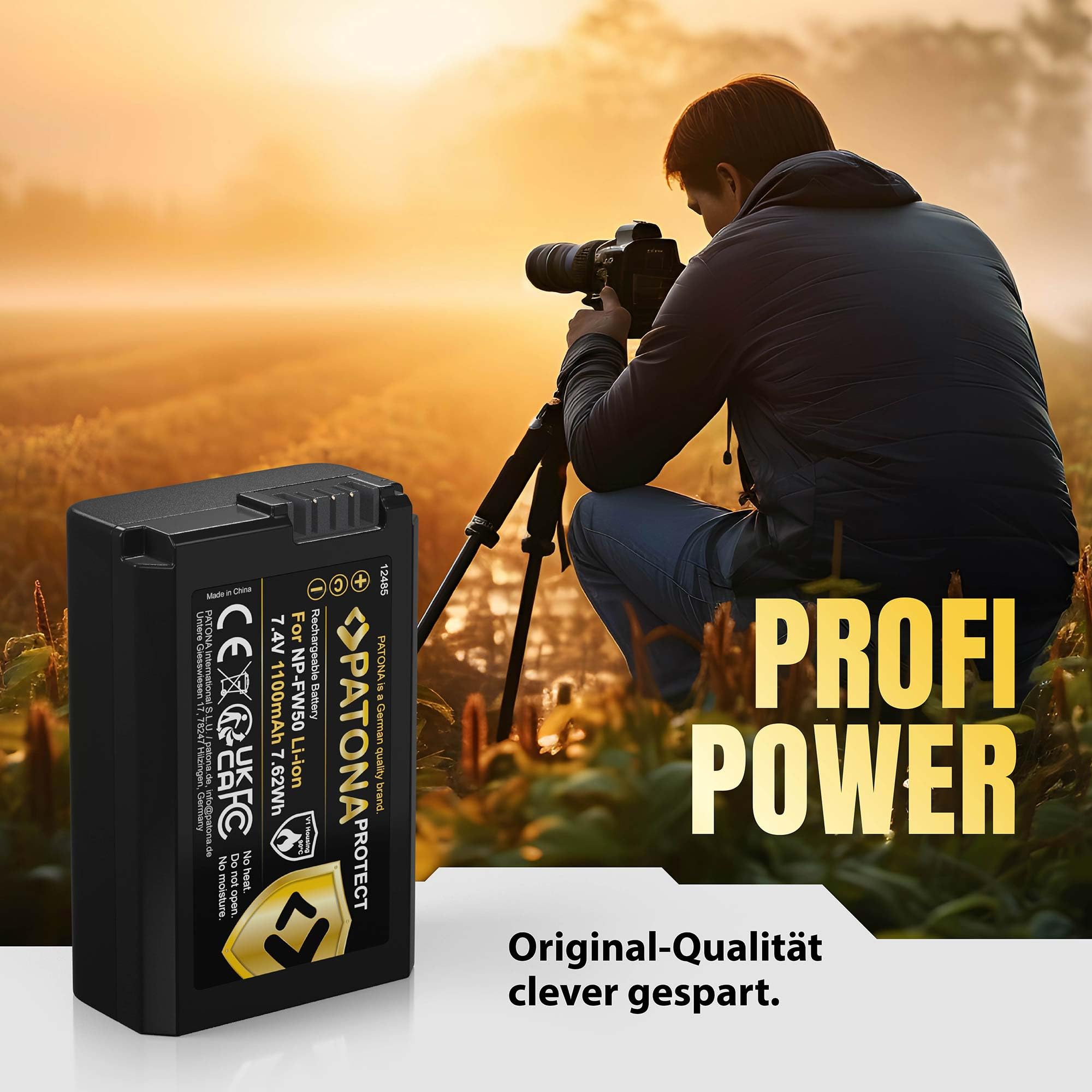 PATONA 2X Protect NP-FW50 Akku 1100mAh mit V1-Schutzgehäuse – Ersatzakku für Sony Alpha 6000 6100 6300 6400 6500, A7 II, A7R II, A5100, ZV-E10, RX10 II–IV, NEX