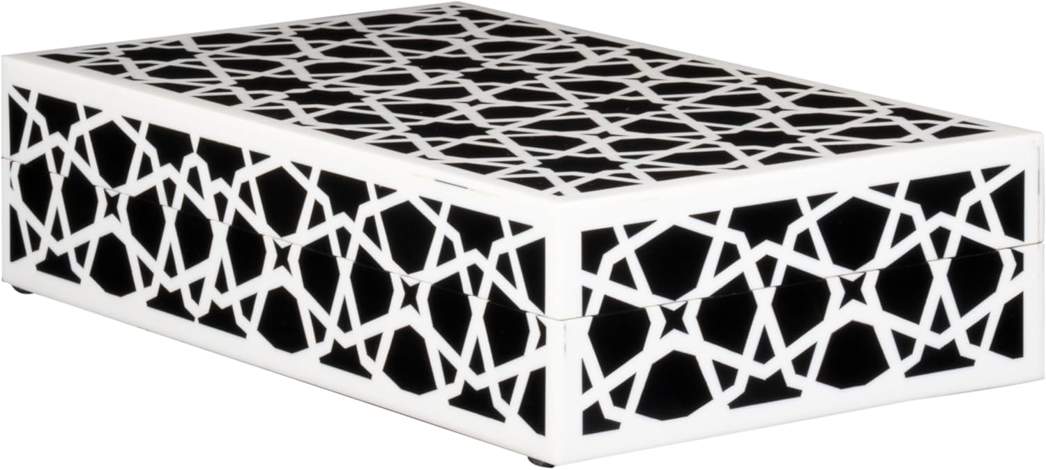 Handicrafts Home Handmade Zellij Collection Decorative Jewelry Box Organizer – Keepsakes, Trinkets, and Home Decor – Antique Coffee Table Storage, Wedding Memory Box, Farmhouse Style Decor, 10x6x2.5 10x6x2.5 inch Zellij