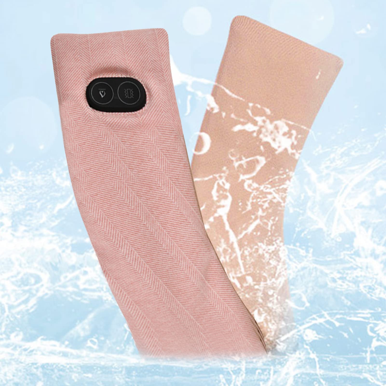 Bufanda calefactora USB inteligente recargable con 3 niveles de temperatura ajustables; cojín calefactor cerámico de masaje por vibración (rosa, con banco de potencia)