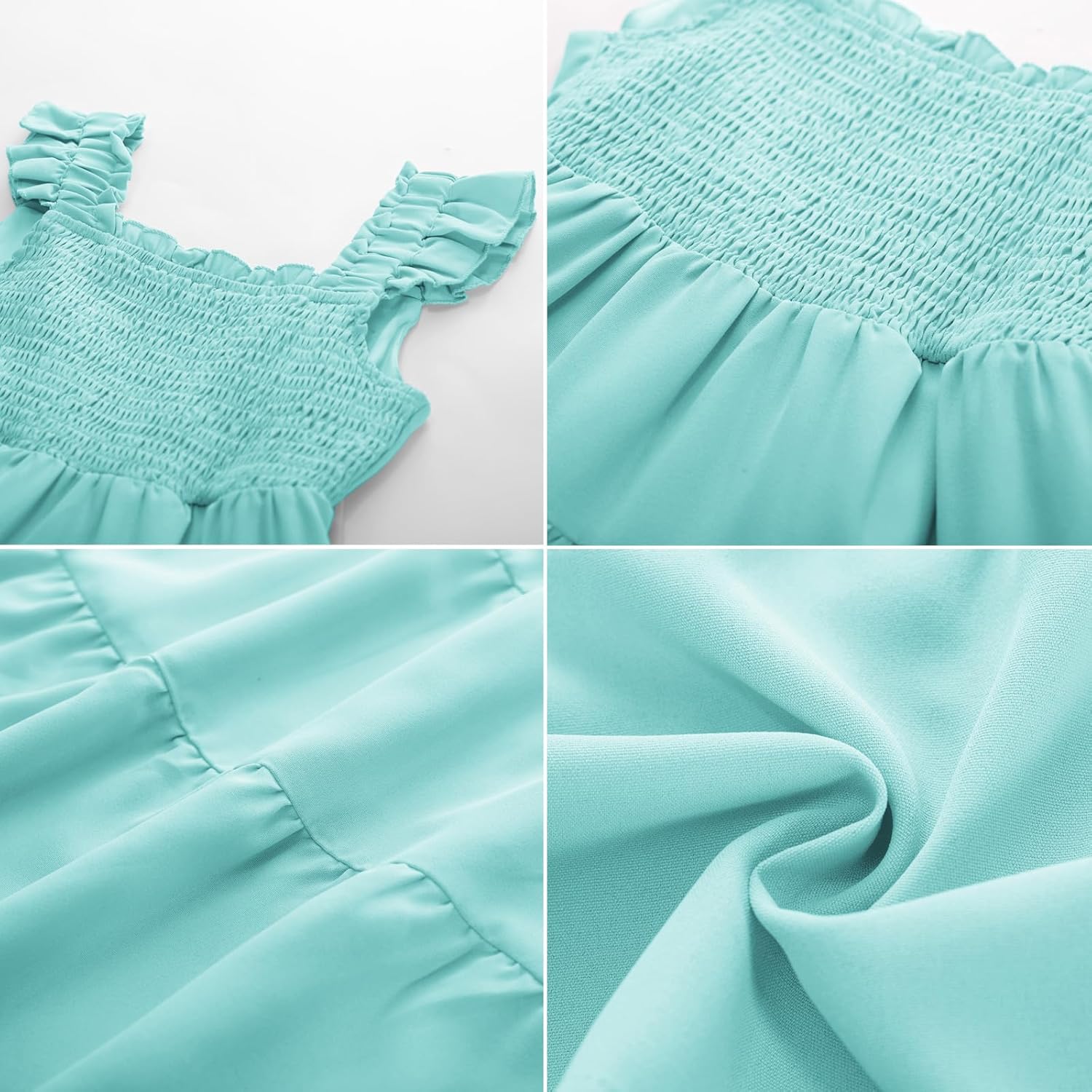 GRACE KARIN Girls Dress Summer Tie Back Party Dress Ruffle Sleeve Smoke Tiered Special Occasions Maxi Tween Dresses Size 5-14 - Image 6