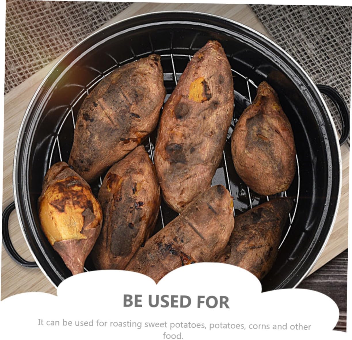 Zerodeko Covered Round Roaster for Roasted Sweet Potatoes 3L Non-Stick Baking Pot Lid Versatile Kitchen Tool for Home Cooking