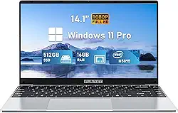 Notebook para jogos FUNYET de 14 polegadas, Windows 11 Pro 2025, 16 GB de RAM, SSD de 512 GB SSD, processador N5095 de 11ª geração (até 2,9 GHz), FHD 1920 x 1080