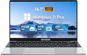 Notebook para jogos FUNYET de 14 polegadas, Windows 11 Pro 2025, 16 GB de RAM, SSD de 512 GB SSD, processador N5095 de 11ª geração (até 2,9 GHz), FHD 1920 x 1080