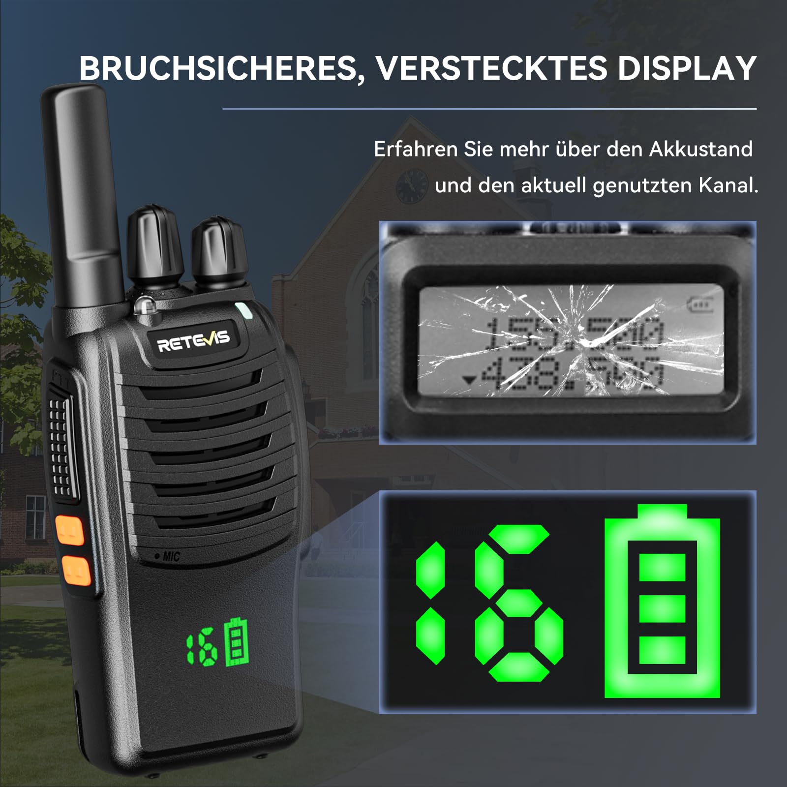 Retevis H777H Talkie Walkie Professionnel Rechargeable avec Écran et Chargeur 6 Emplacements, Noir, 6 Pièces