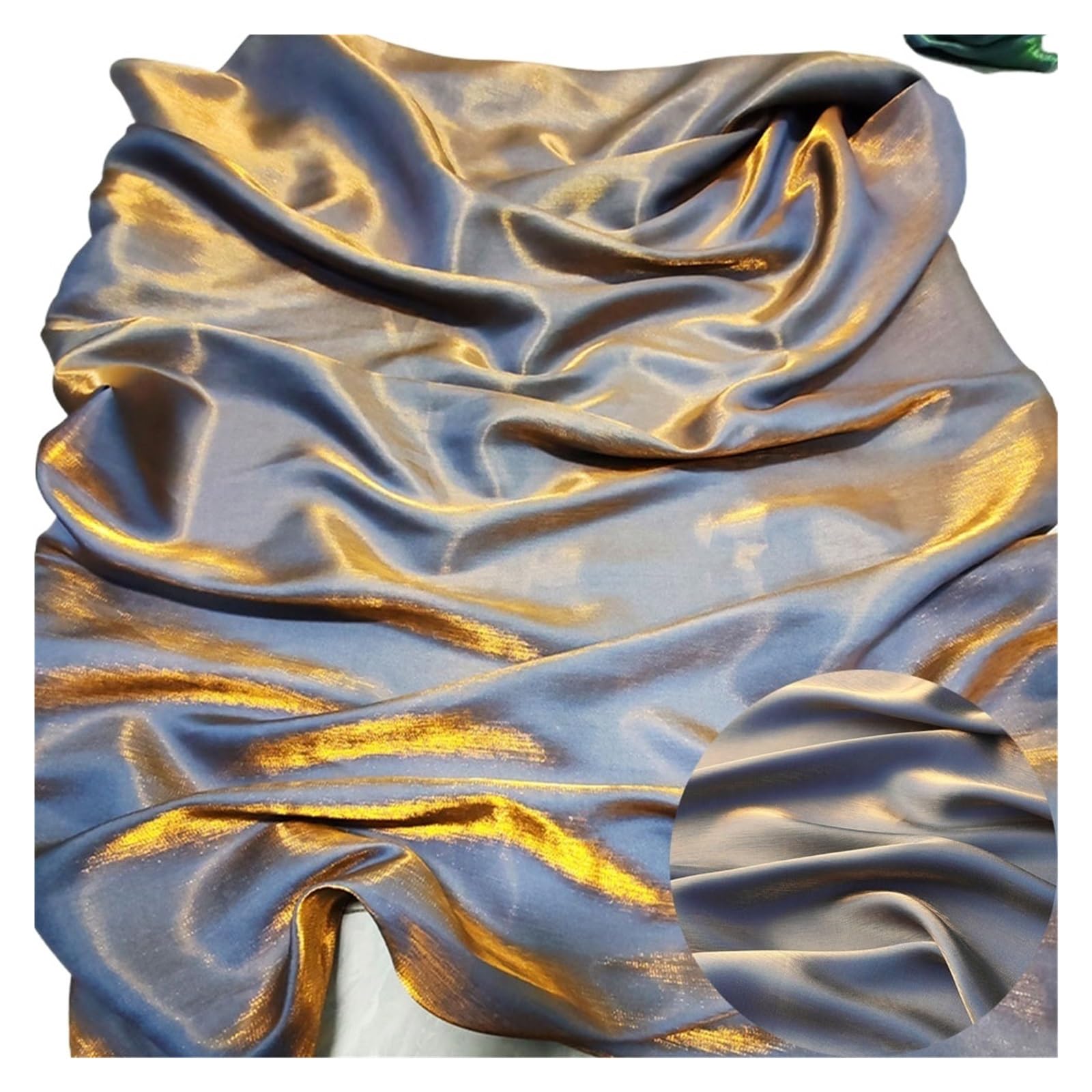 Silky Satin Fabric， Satin Fabric Multicolor 100x150cm for Skirts, Bridal Veil, Prom Gown Sewing(Gray Gold)
