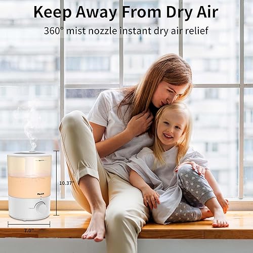 Miniatura 7 de Msolok Humidificadores para dormitorio, difusor de aceite esencial de llenado superior de niebla fría con 25 vatios para habitación grande del