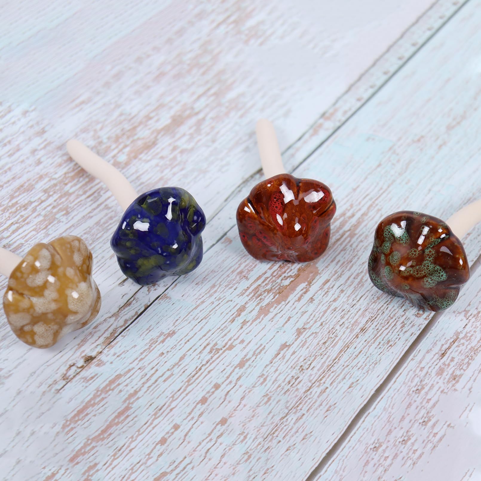 Nwvuop 8 Pack Mushroom Garden Ornaments Ceramic Garden Mushroom Set, Small Fairy Garden Ornaments Outdoor(12× 5cm, 12× 3.5cm) - Image 4