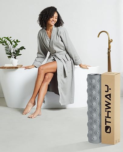 Miniatura 7 de OTHWAY Alfombrilla de baño sin ventosa tapete de baño extra largo de 39 x 16 pulgadas, perfecto para bañeras ordinarias o reacabadas Hecho de goma
