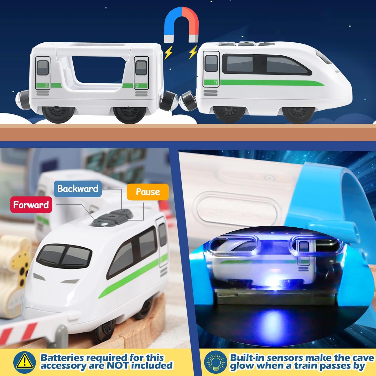 82 PCS Wooden Train Set for Toddlers, Space Train PlaySet with Tracks, Compatible Major Brands, Toy for Kids Ages 3+ - Image 5