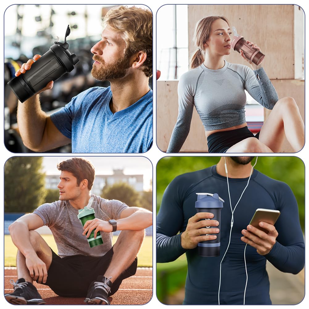 Shaker proteinowy, 2 sztuki, 500 ml, shaker proteinowy, shaker fitness z 2 kulkami do mieszania ze stali nierdzewnej, nie zawiera BPA, ze skalą pomiarową do proteinowego shake'a (G czarny +