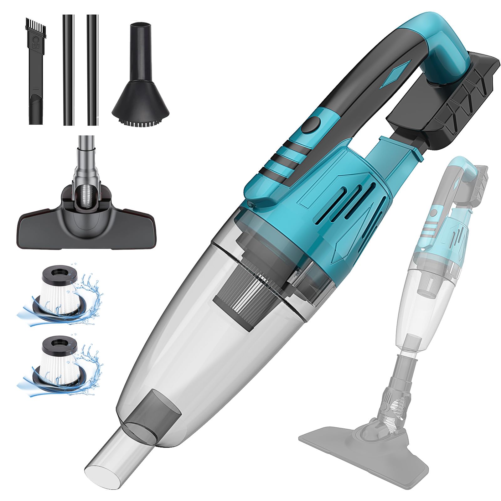 ikeborm Cordless Vacuum Cleaner for Makita 18V Battery, 10000Pa Handheld Electric Power Vacuum Cleaners with 3 Filter for Hard Floor Car Pet Hair Cleaning (No Battery), Replace for DCL180ZB