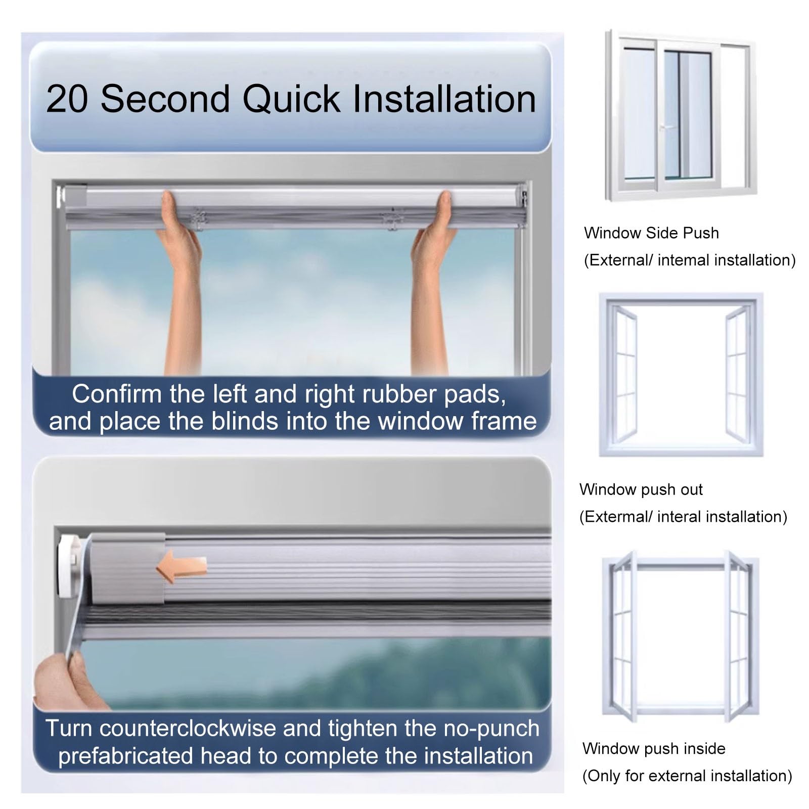 Jalousien Fenster Rollos Für Innen 80 90 115 120 135 155 cm Verdunkelungsrollos (Weiß Schwarz Grau) Jalousien für Büro, Schlafzimmer, Küche, Aluminium-Rollläden ohne Bohren, Fenster mit Beschlägen(Mat