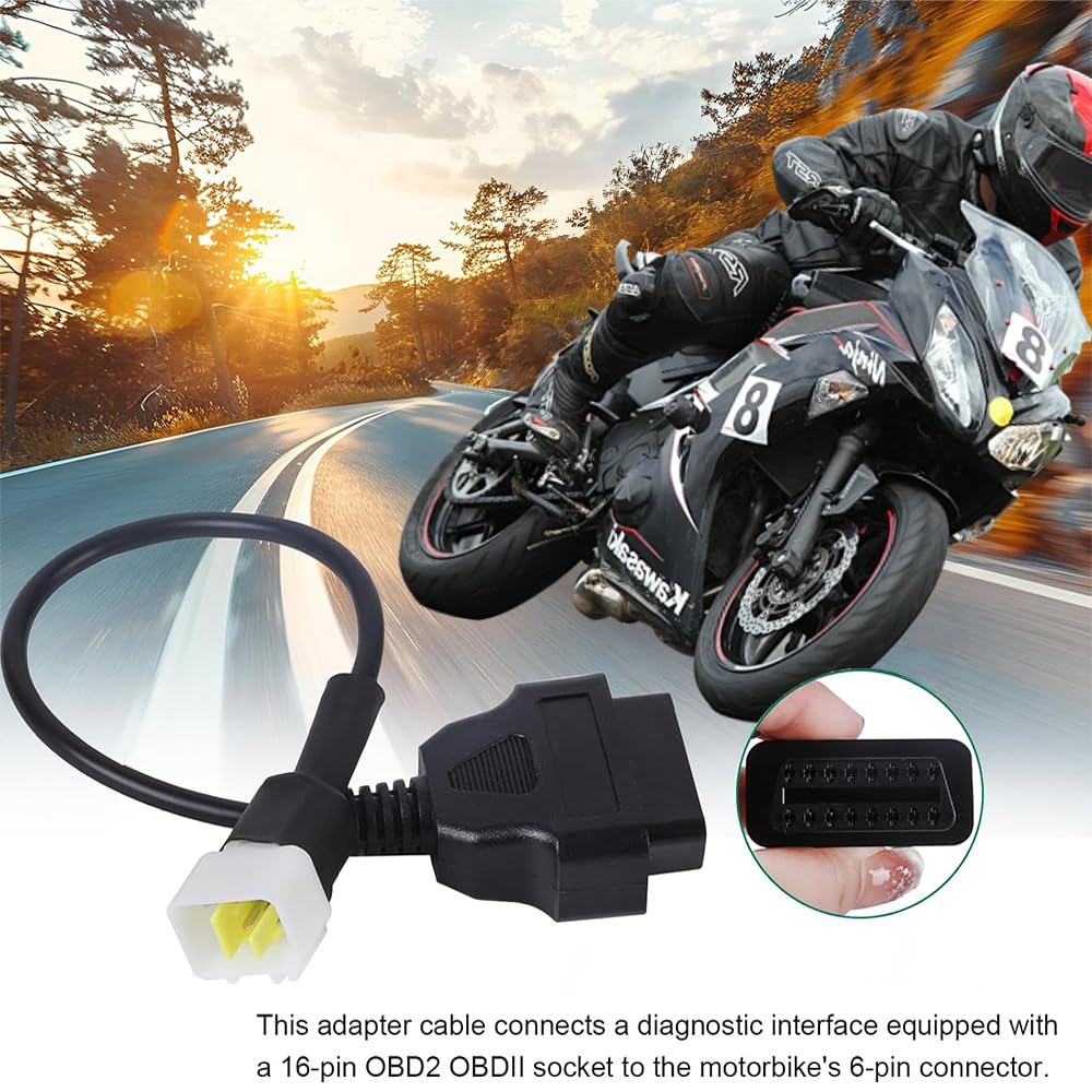 Pasuje do Delphi 6-pinowy 6-pinowy adapter motocyklowy motocykl OBD2 złącze do 16-pinowego kompatybilny ze skanerem Benelli Obd1 do OBd2 narzędzie diagnostyczne do motocykla Delphi