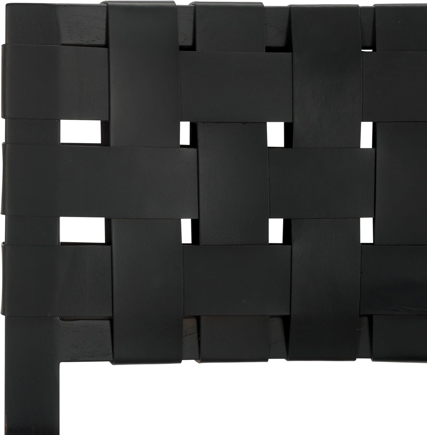 SAFAVIEH Couture Collection - Bette Woven Leather Dining Chair Set of 2, Black Solid Wood Frame with Handwoven Leather Straps, Fully Assembled Modern Accent Seating (SFV1902A)