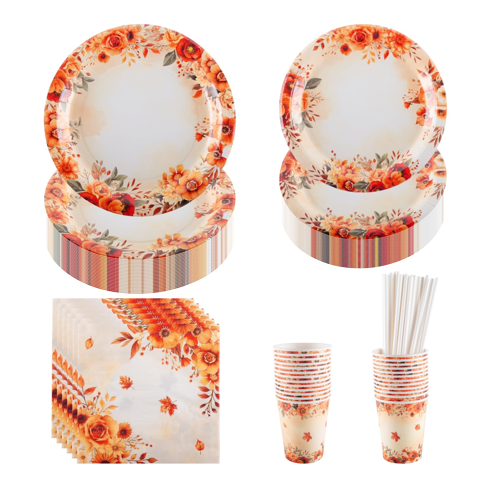 CEILIWEN Floral Paper Tableware Set Serves for 25 Guests