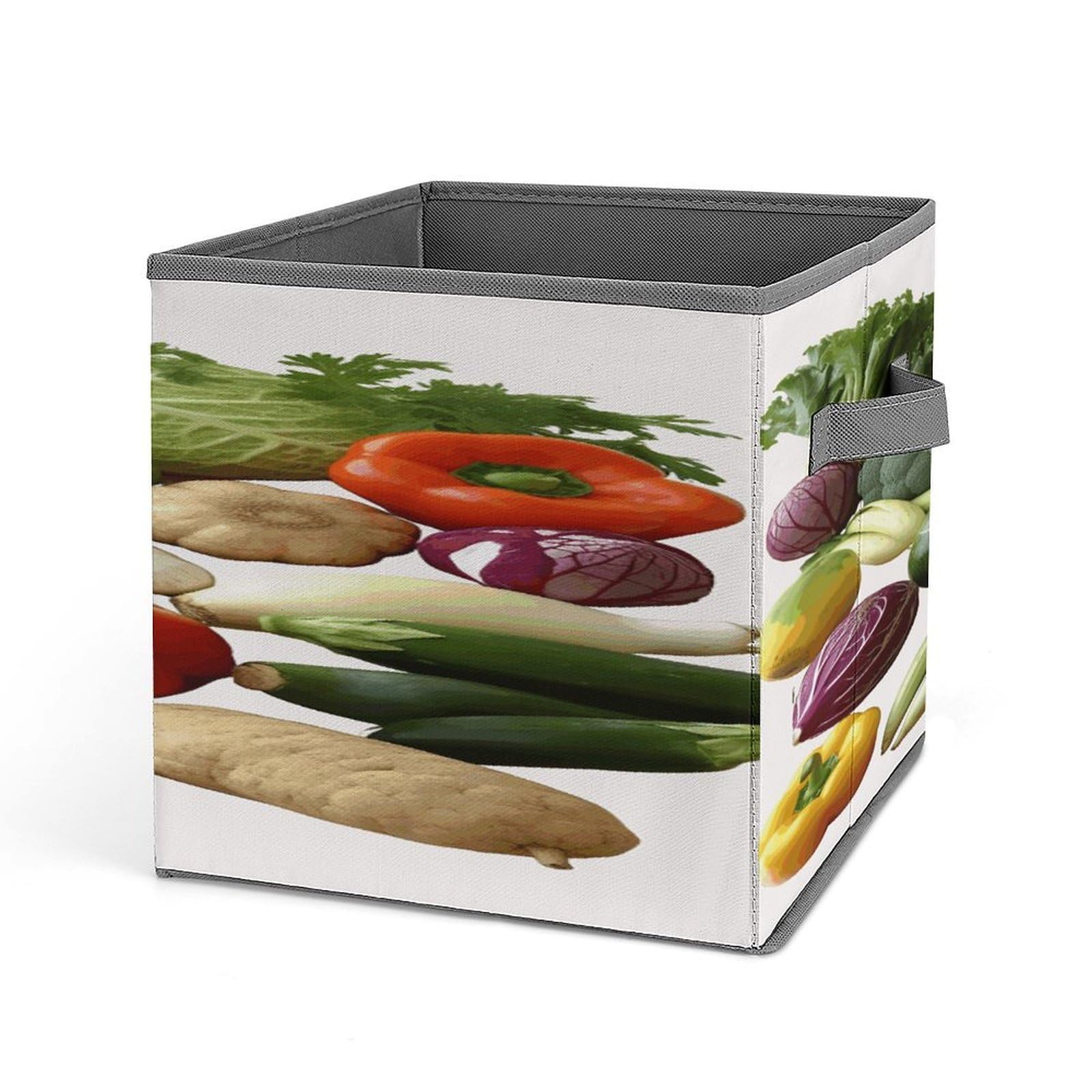 Fodpand Style Introduction Of Various Vegetables Storage Cubes Foldable Decorative Fabric, Storage Bins Baskets With Handles, Closet Organizers And Storage For Home, Office,Closet, Clothes